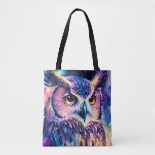 Colourful Owl Illustration Tote Bag