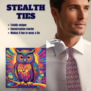 Colourful Owl Lover's Stealth Neck Tie