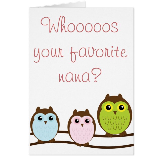 Colourful Owl "Nana" Grandma From Grandkids (Front)