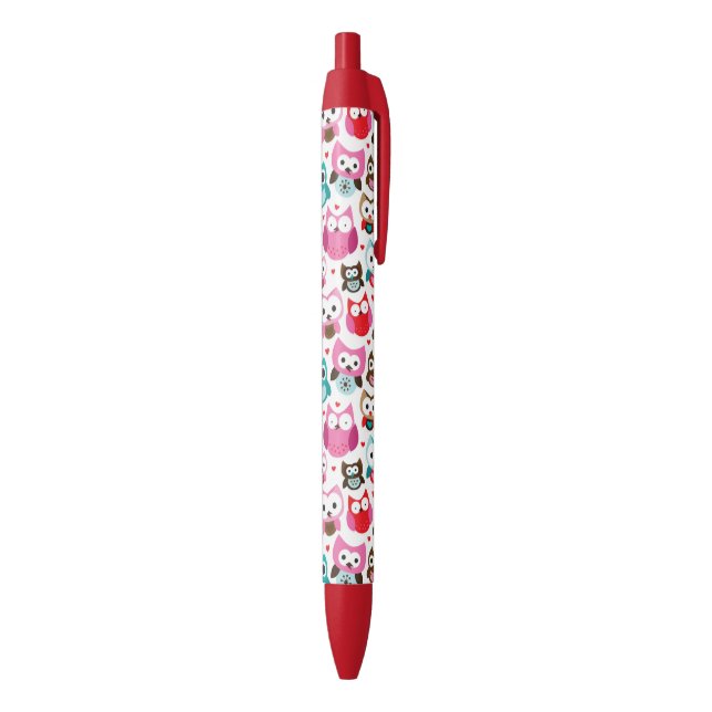 colourful owl pattern black ink pen (Bottom (Vertical))