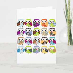 Colourful Owl Pattern Card
