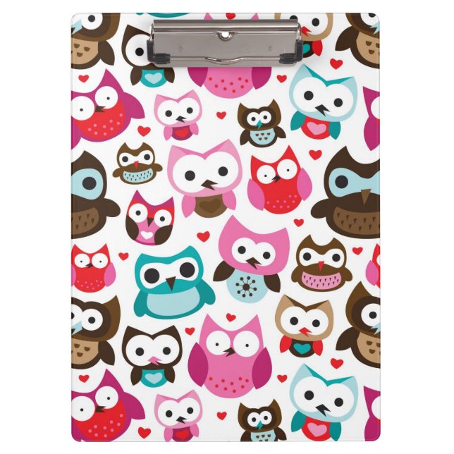 colourful owl pattern clipboard (Front)
