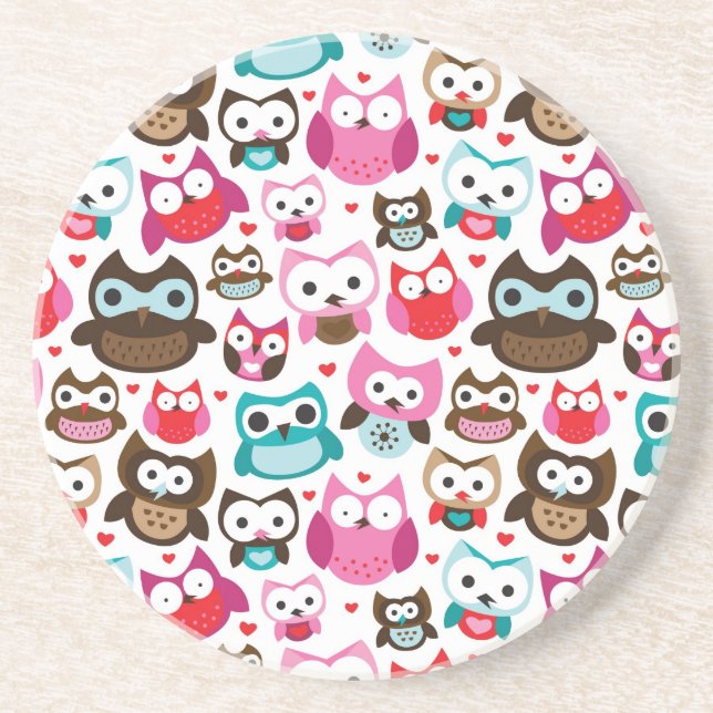 colourful owl pattern coaster (Front)