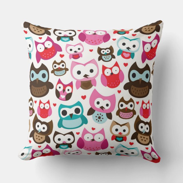 colourful owl pattern cushion (Front)