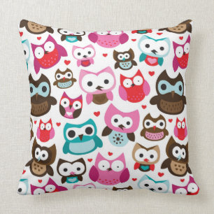 colourful owl pattern cushion