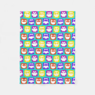 Colourful Owl Pattern Fleece Blanket