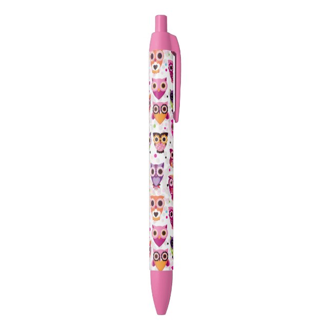 Colourful Owl Pattern For Kids 2 Black Ink Pen (Bottom (Vertical))