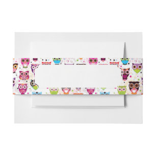 Colourful Owl Pattern For Kids 2 Invitation Belly Band
