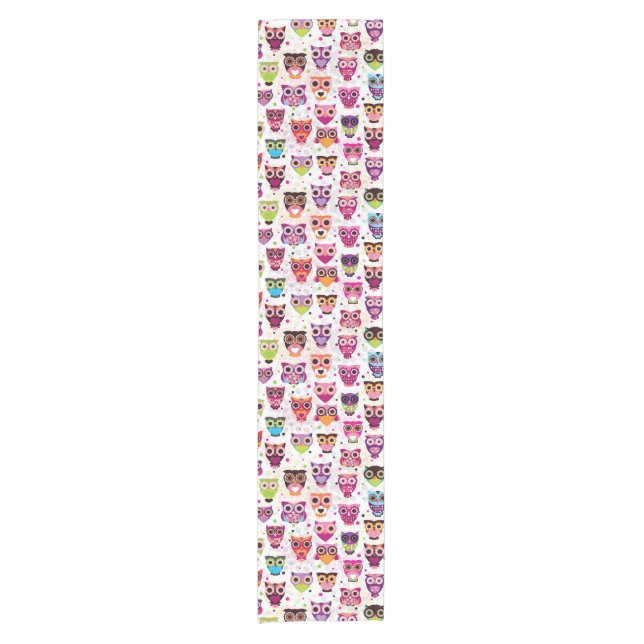 Colourful Owl Pattern For Kids 2 Short Table Runner (Front)