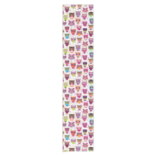 Colourful Owl Pattern For Kids 2 Short Table Runner