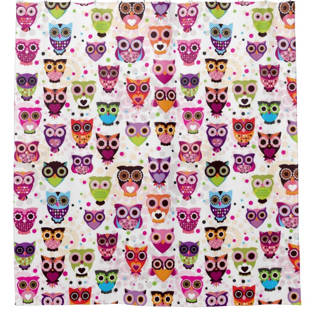 Colourful Owl Pattern For Kids 2 Shower Curtain (Front)