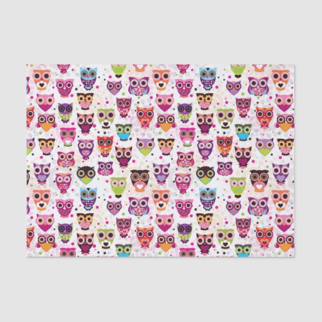 Colourful Owl Pattern For Kids 2 Tissue Paper (Front)