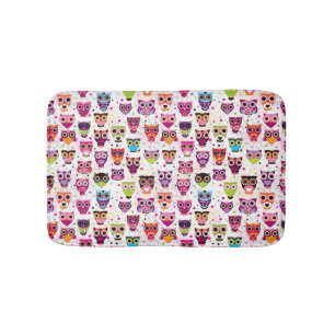 Colourful Owl Pattern For Kids Bath Mat