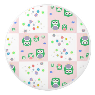 Colourful Owl Pattern For Kids Ceramic Knob