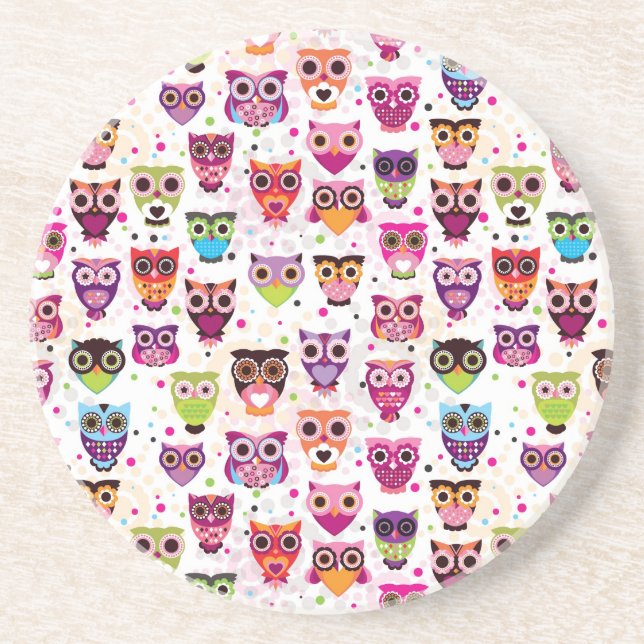 Colourful Owl Pattern For Kids Coaster (Front)