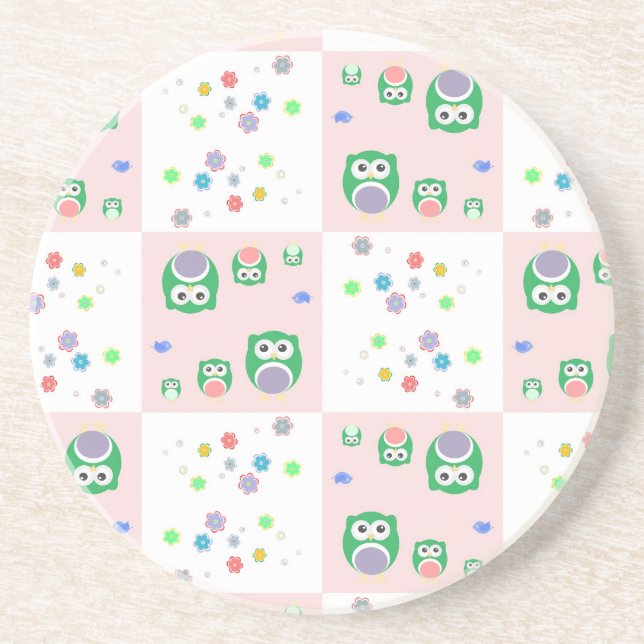 Colourful Owl Pattern For Kids Coaster (Front)