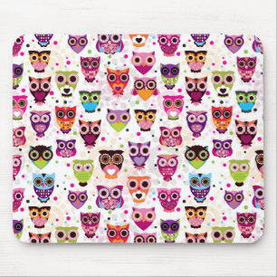 Colourful Owl Pattern For Kids Mouse Pad