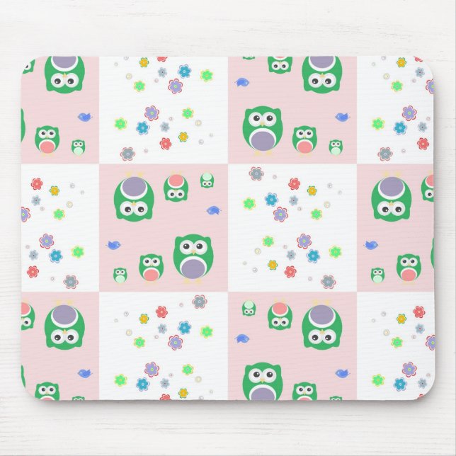 Colourful Owl Pattern For Kids Mouse Pad (Front)