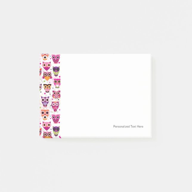 Colourful Owl Pattern For Kids Post-it Notes (Front)
