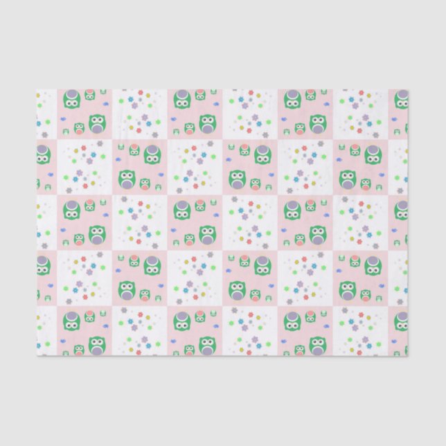 Colourful Owl Pattern For Kids Tissue Paper (Front)