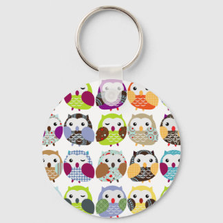 Colourful Owl Pattern Key Ring