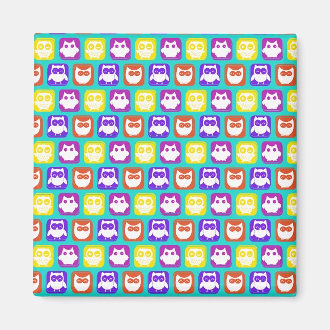 Colourful Owl Pattern Magnet (Front)