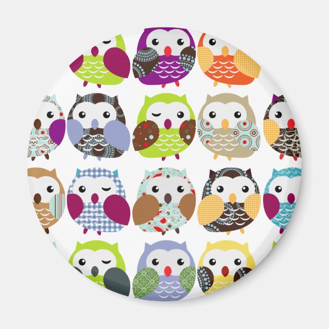 Colourful Owl Pattern Magnet (Front)