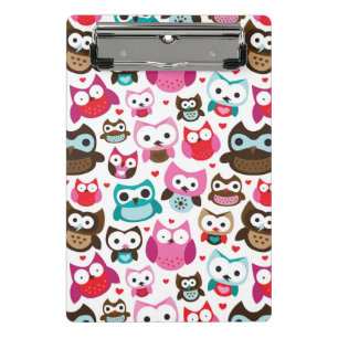 colourful owl pattern mini clipboard