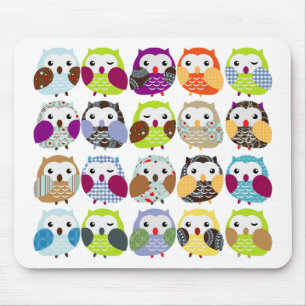 Colourful Owl Pattern Mouse Pad