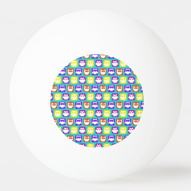 Colourful Owl Pattern Ping Pong Ball (Front)
