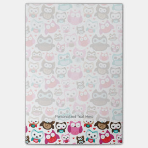 colourful owl pattern post-it notes