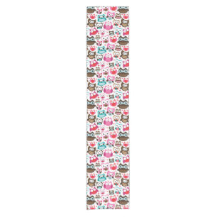 colourful owl pattern short table runner