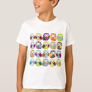 Colourful Owl Pattern T-Shirt