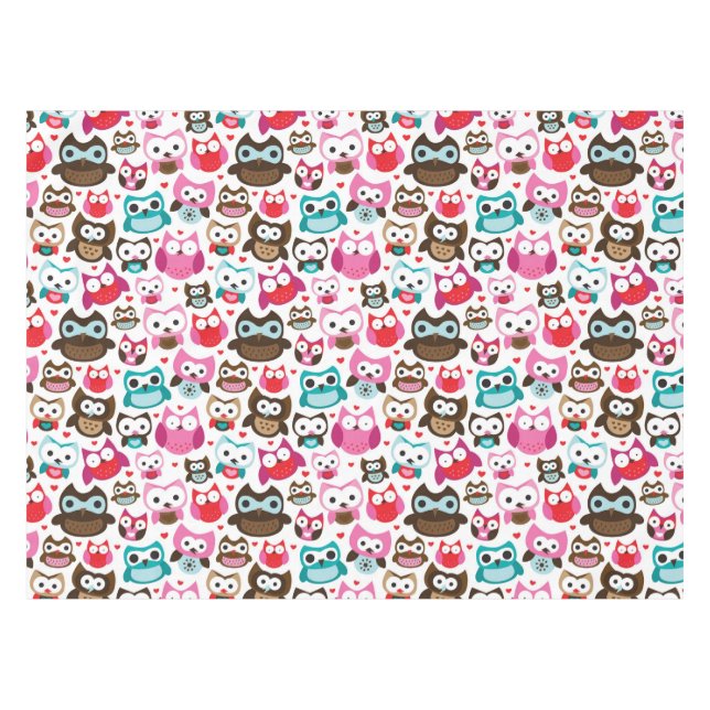 colourful owl pattern tablecloth (Front (Horizontal))