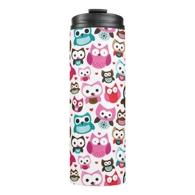 colourful owl pattern thermal tumbler (Front)