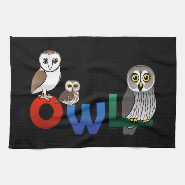 Colourful Owl Tea Towel (Horizontal)