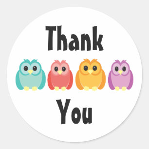Colourful Owl Thank You Sticker