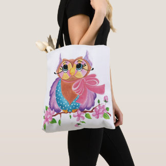 Colourful owl tote bag