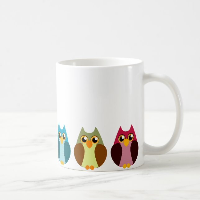 Colourful Owl Trio Coffee Mug (Right)