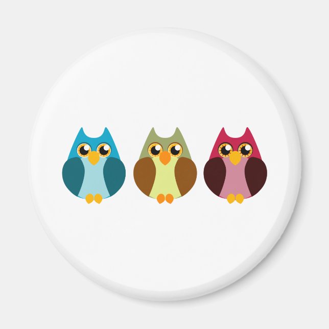 Colourful Owl Trio Magnet (Front)