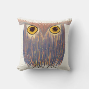 Colourful Owl Watercolor Painting Cushion