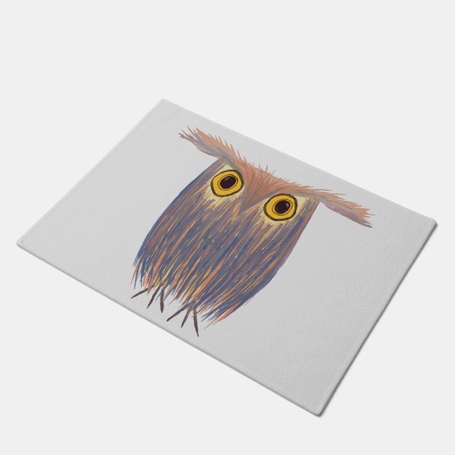 Colourful Owl Watercolor Painting Doormat (Angled)
