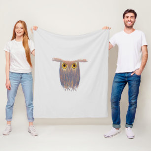 Colourful Owl Watercolor Painting Fleece Blanket