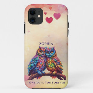Colourful Owls-Love Birds-Valentine's Day iPhone 11 Case