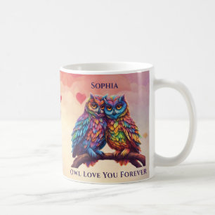 Colourful Owls-Love Birds-Valentine's Day Coffee Mug
