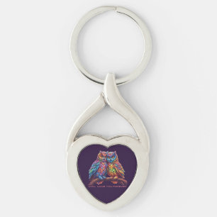 Colourful Owls-Love Birds- Valentines Day Gift- Key Ring