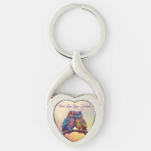 Colourful Owls-Love Birds- Valentines Day Gift- Key Ring