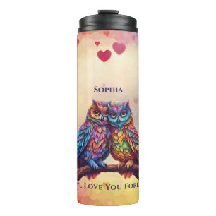 Colourful Owls-Love Birds-Valentine's Day Thermal Tumbler