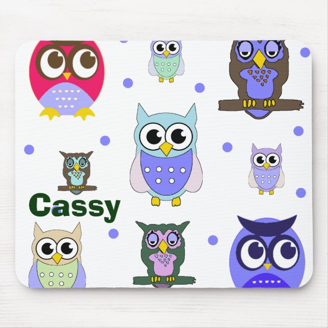 Colourful Owls Mouse Pad (Front)