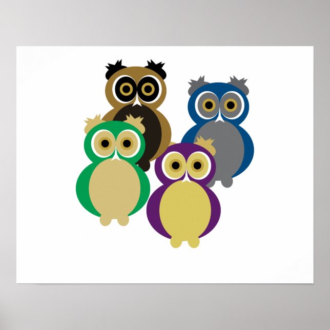 Colourful Owls Poster (Front)